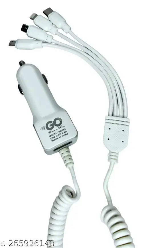 CAR CHARGER – White, 3.4A with 1 Port, Compatible with All Smartphones
