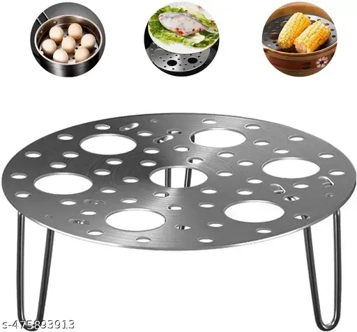 Stainless Steel Round Egg Steamer Rack Heatproof Stackable 7 Holes Stand Egg Box Kitchen Multipurpose Trivet Insert For Pot Accessories