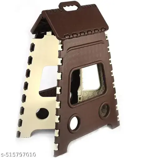 18-Inch Folding Step Stool Heavy Duty & Kid-Safe, Easy One-Flip Operation for Home Use (Brown)
