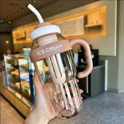 Cream Insulated Bottle Transparent Leak-Proof Sports Shaker Bottle 1300 ml Bottle (Pack of 1, Multicolor, Plastic)